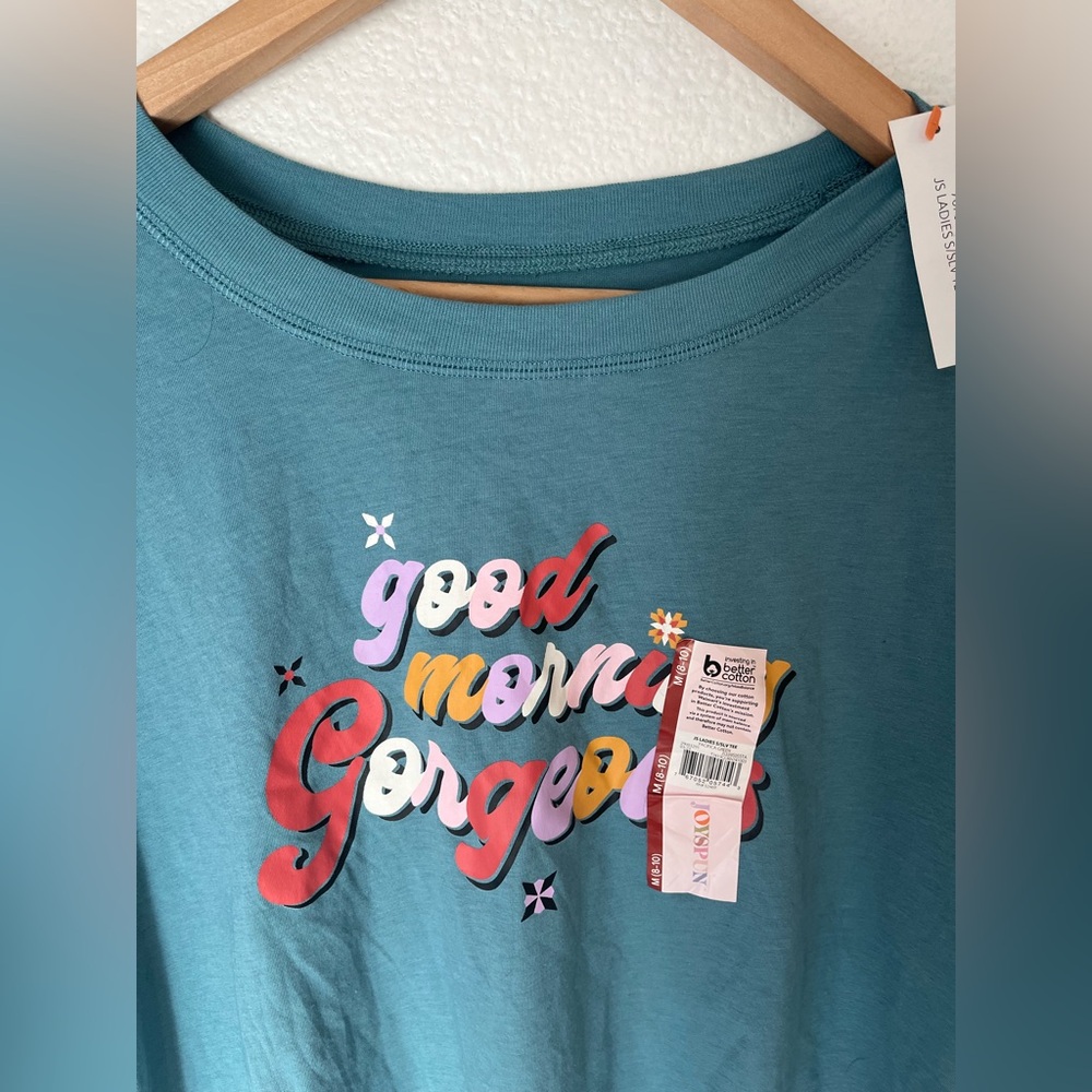 Joyspun Good Morning Gorgeous Oversized Cropped Lounge Tee M - Picture 4 of 8